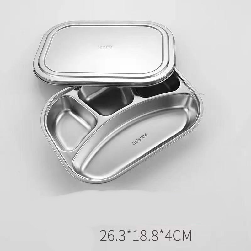 Stainless Steel Lunch Plate Set | Multi-Compartment Reusable Dinner Plate for School & Office - Image 4