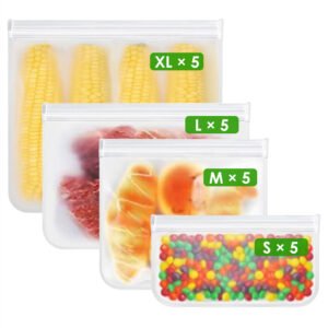 20-Piece Reusable Food Storage Bags Set | Leakproof, BPA-Free & Freezer-Safe