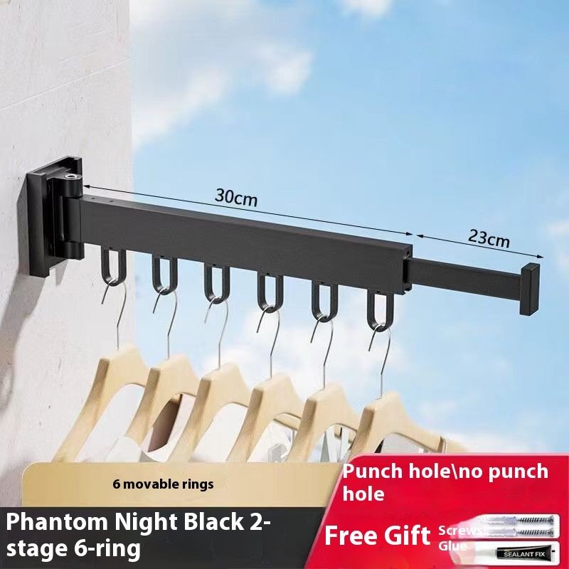 Punch-Free Folding Wall-Mounted Clothes Airer | Aluminum Alloy Space-Saving Drying Rack - Image 2