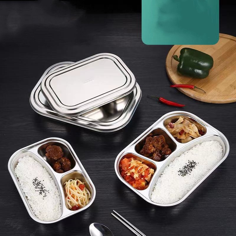 Stainless Steel Lunch Plate Set | Multi-Compartment Reusable Dinner Plate for School & Office - Image 3