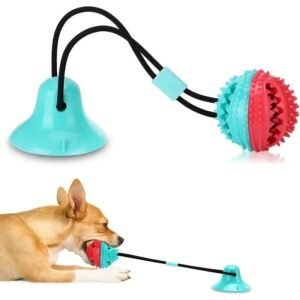 Indestructible Suction Cup Dog Tug Toy – Treat-Dispensing Chew Toy for Aggressive Chewers