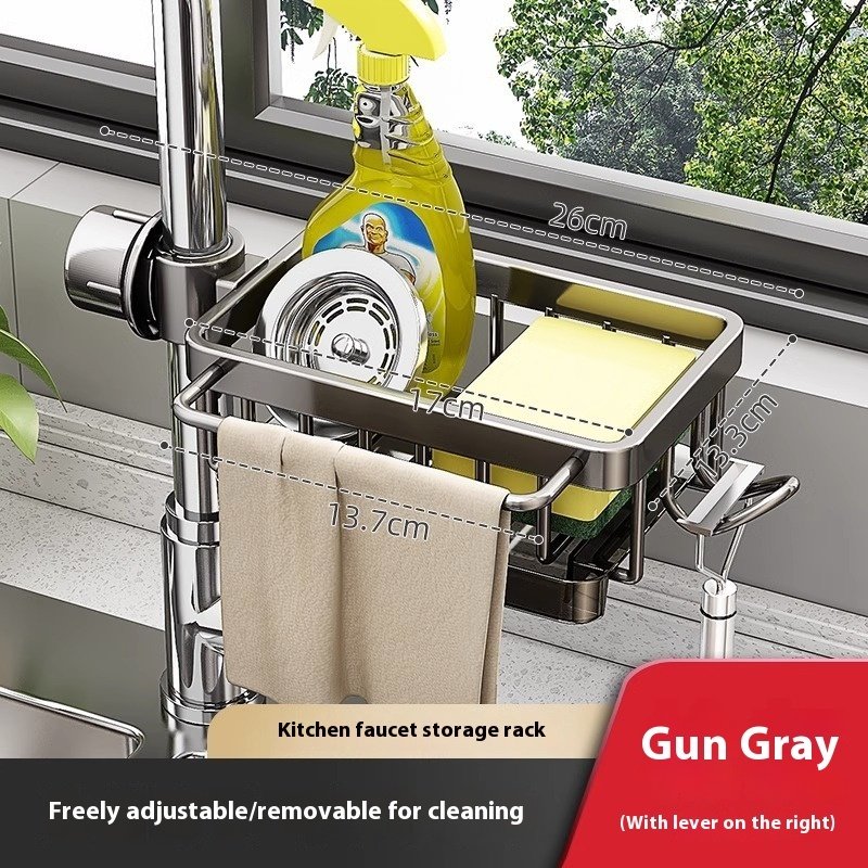 Aluminum Sink Faucet Storage Rack | Space-Saving Dish & Vegetable Drain Basket for Kitchen & Bathroom - Image 7