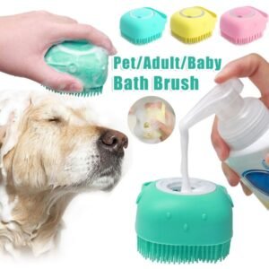 Silicone Pet Grooming Gloves – Massage, Bath & Shampoo Brush for Dogs & Cats