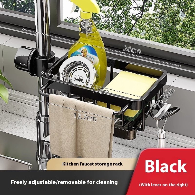 Aluminum Sink Faucet Storage Rack | Space-Saving Dish & Vegetable Drain Basket for Kitchen & Bathroom - Image 3