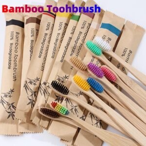 10-Pack Eco Bamboo Toothbrush Set | Soft Charcoal Bristles | Plastic-Free Oral Care for Family