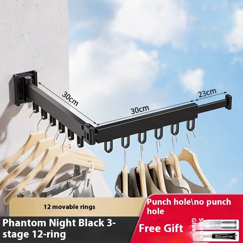 Punch-Free Folding Wall-Mounted Clothes Airer | Aluminum Alloy Space-Saving Drying Rack - Image 5