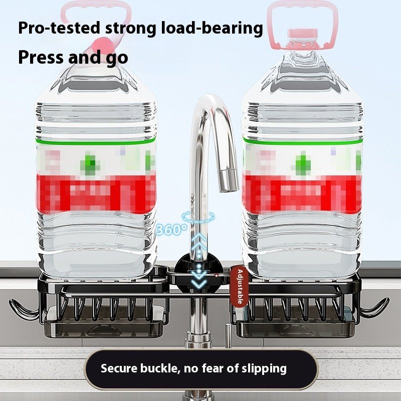 Aluminum Sink Faucet Storage Rack | Space-Saving Dish & Vegetable Drain Basket for Kitchen & Bathroom - Image 6