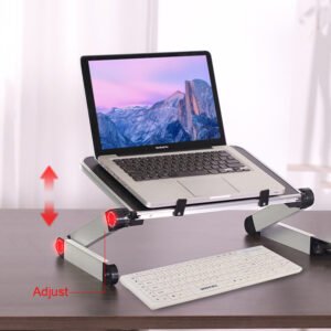 Adjustable Portable Laptop Stand – Foldable Aluminum Laptop Riser & Tablet Holder, Computer Stand Compatible with MacBook, iPad, All Laptops