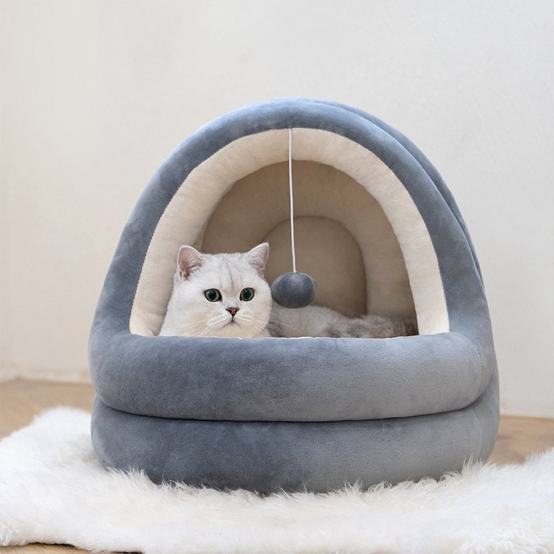 Luxury Cat Bed House for Indoor Cats – Soft Plush Kitten Sofa