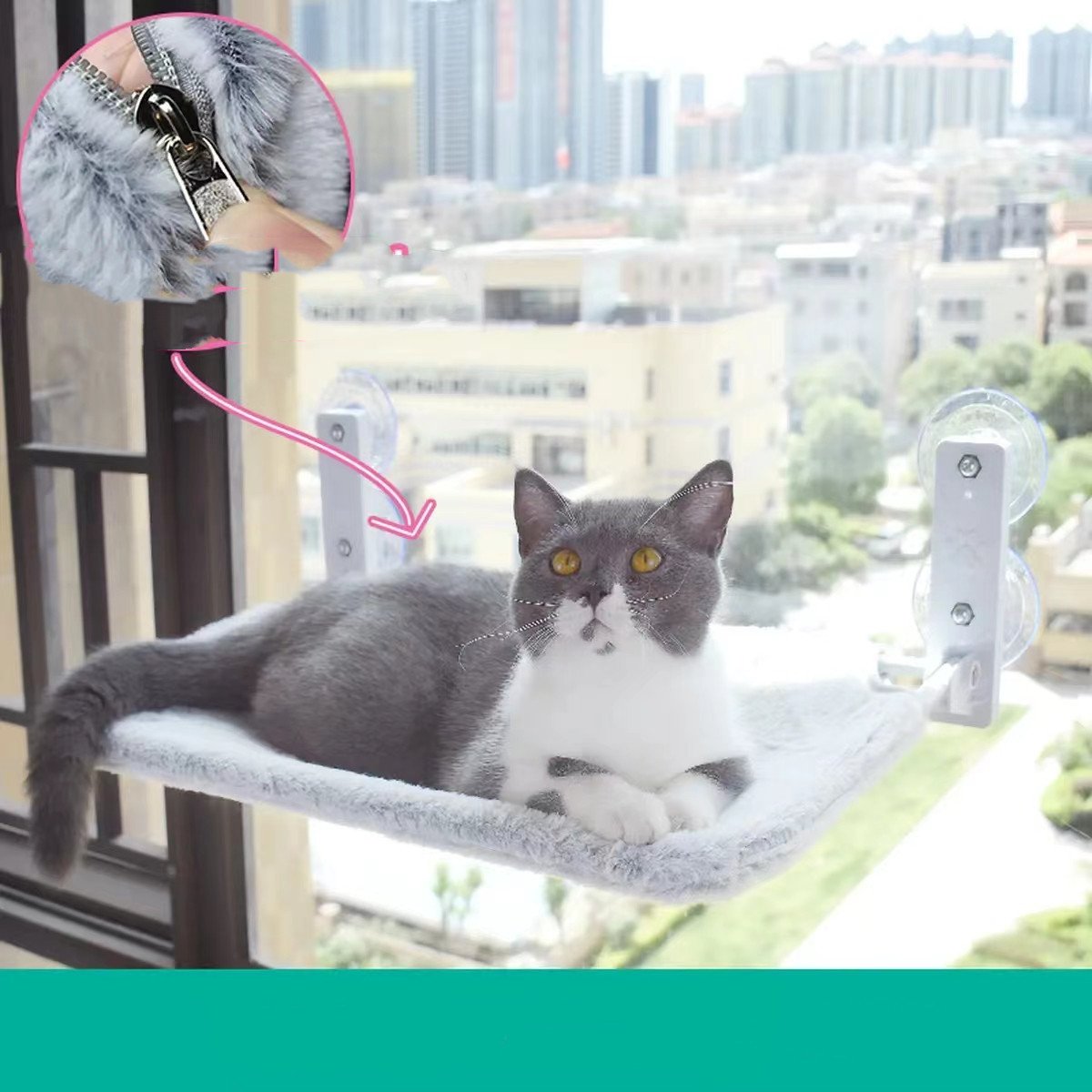 Cat Window Hammock with Suction Cups - Heavy Duty Sunbathing Cat Bed - Image 10